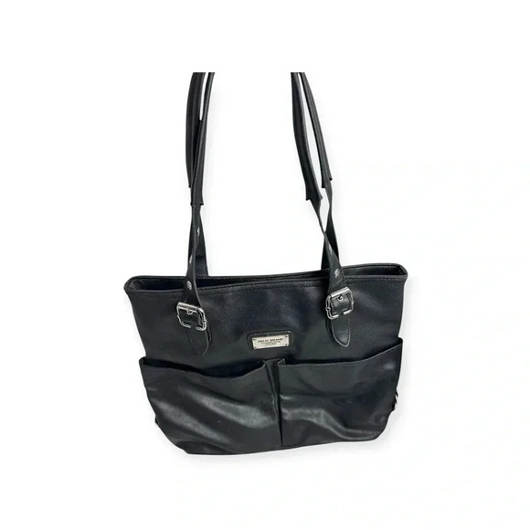 Relic black leather shoulder bag with two pockets on front - Picture 1 of 11